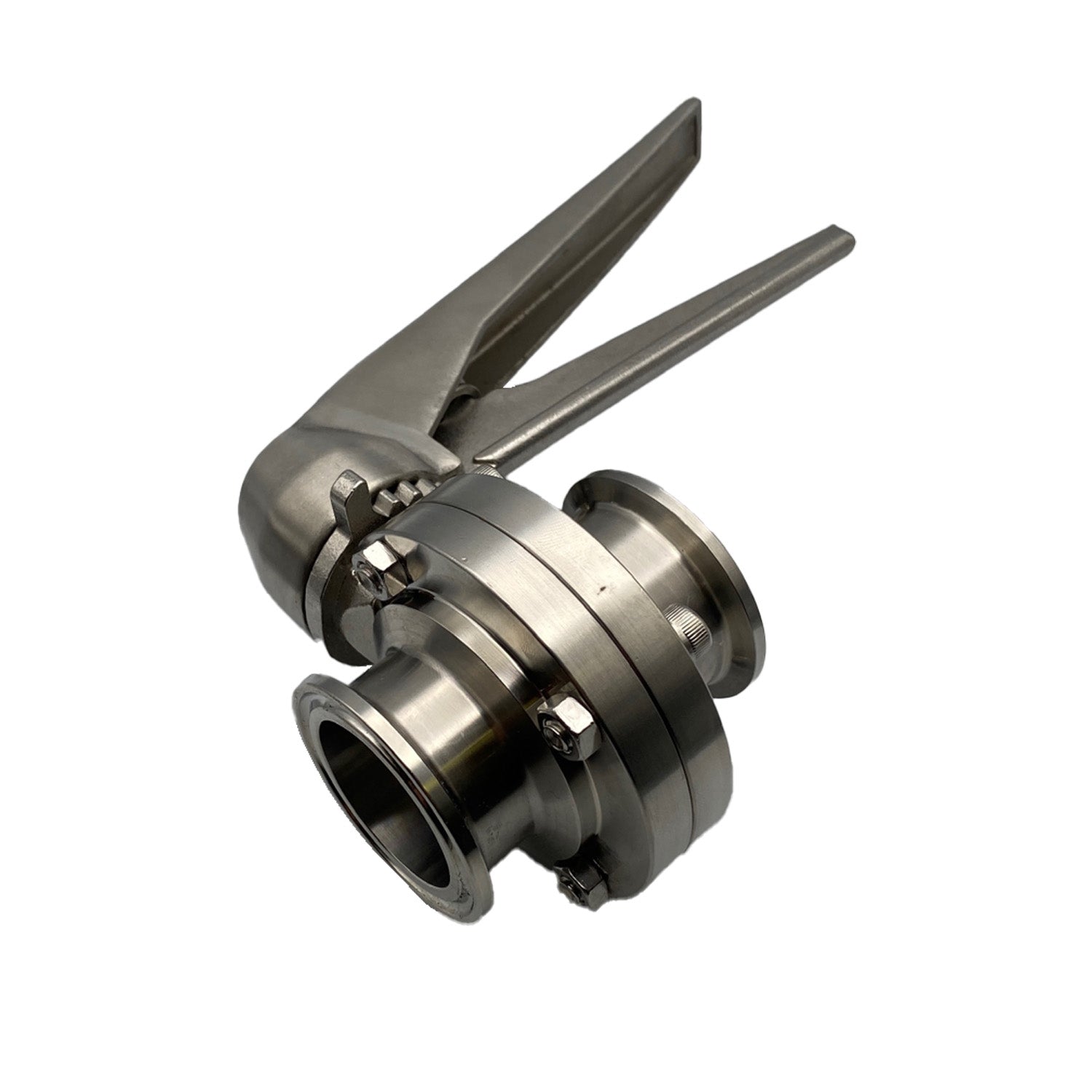 1.5" Butterfly Valve, Silver Handle (Metal), EPDM Black Seat, Pull Trigger