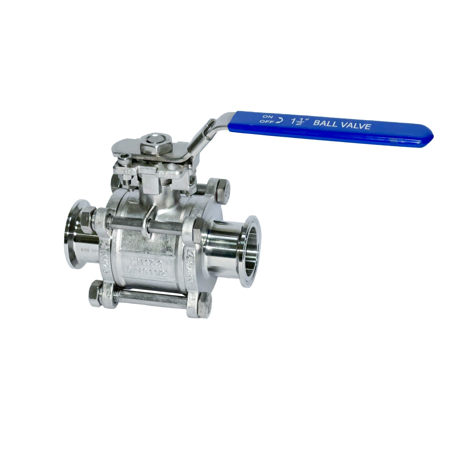 1.5" Ball Valve, Blue Handle, PTFE Seat