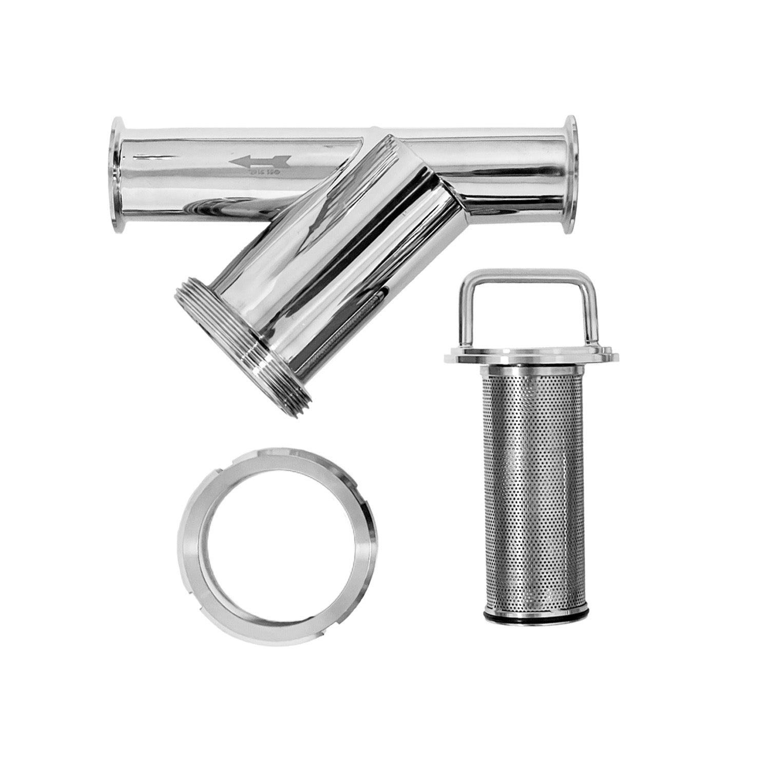 Y (WYE) Strainer, 2" Tri-Clamp Ends, SS316, US Mesh size 18