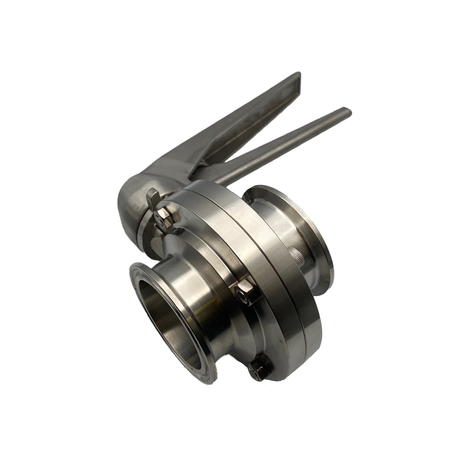 2" Butterfly Valve, Silver Handle (Metal), EPDM Black Seat, Pull Trigger